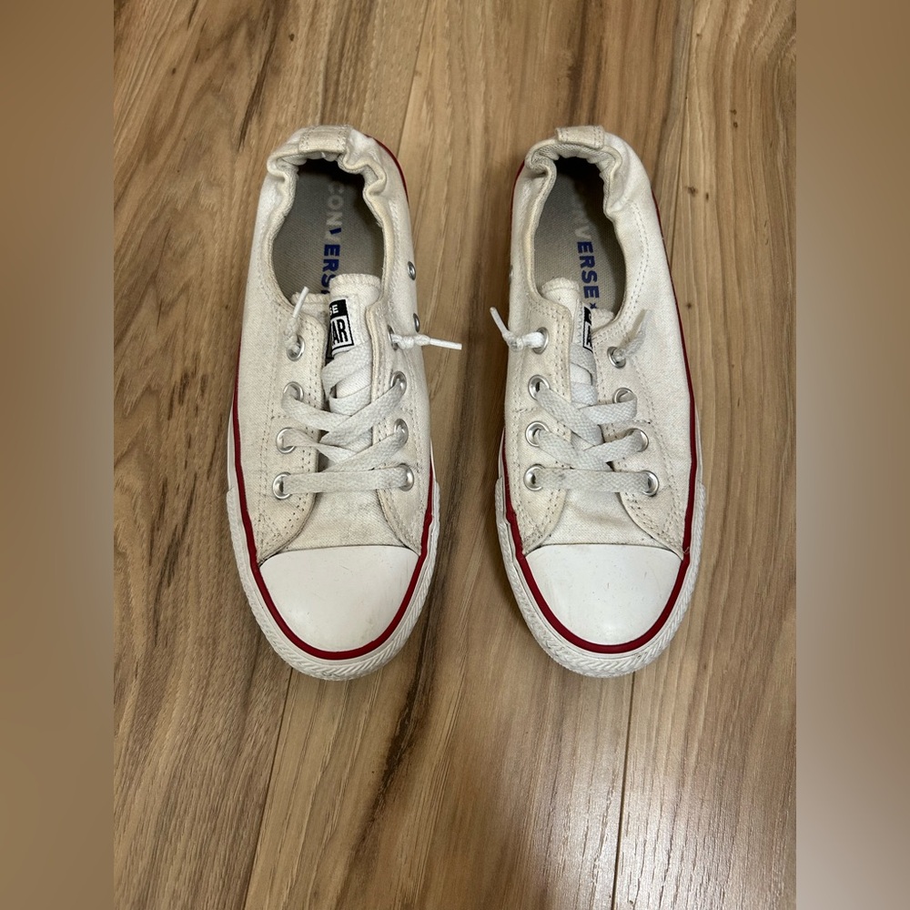 Converse Shoreline Sneakers in White and Red